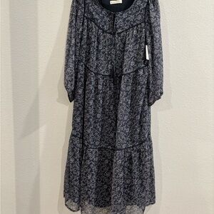 Lucky Brand Navy Floral Long Sleeve Dress